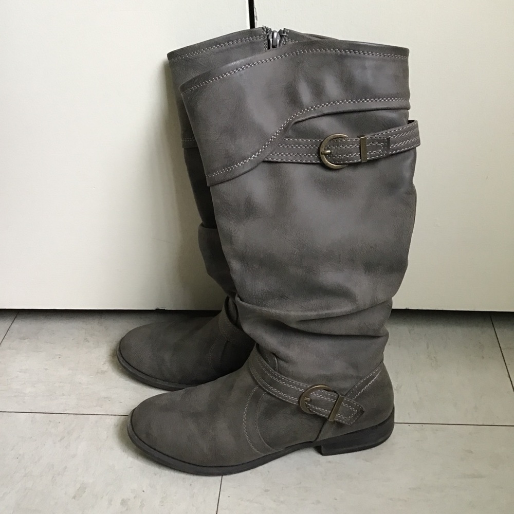 Gray Riding Boots